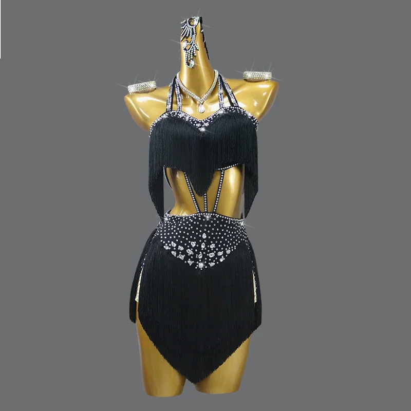 

New 2023 Latin Dance Dress Stage Costume Sexy Women Skirt for Prom Ballroom Clothes Girl Sprot Clothing Evening Samba Wear Suit