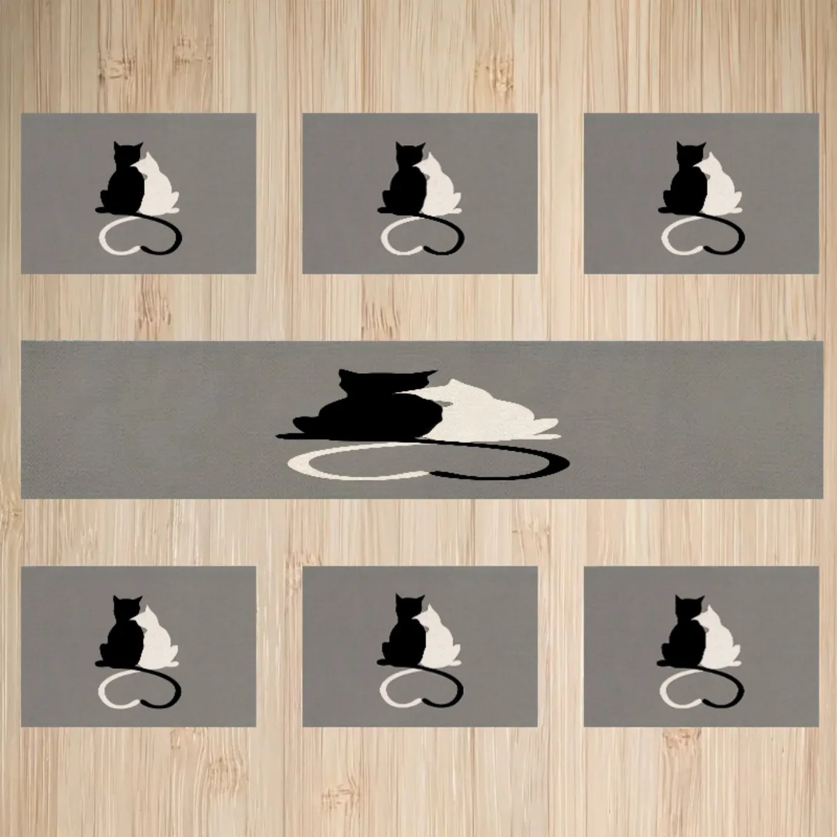 

VIKAMA 4/6/8/10PCS Retro American Cat Meal Mat Light Luxury Square Kitchen Restaurant Home Decoration Festival Decor