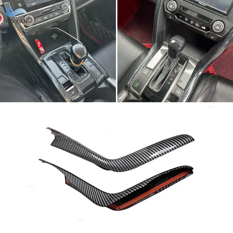 ABS Carbon Texture For Honda Civic 10th Gen 2016 2017 2018 -2021 Car Interior Center Gear Shift Panel Frame Trim Accessories view 4