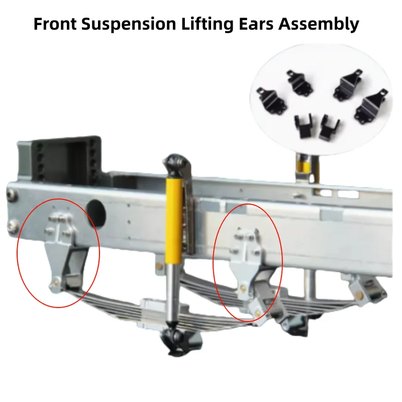 Front Suspension Steel Plate Lifting Ears Assembly Shock Absorber Set for Tamiya 1/14 Truck Scania 770s Benz Actros Volvo Parts