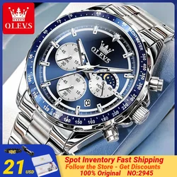 OLEVS 2945 Watch for Men Classic Multifunction Design Luminous Waterproof Moon Phase Date Hand Clock Trend NEW Wristwatches