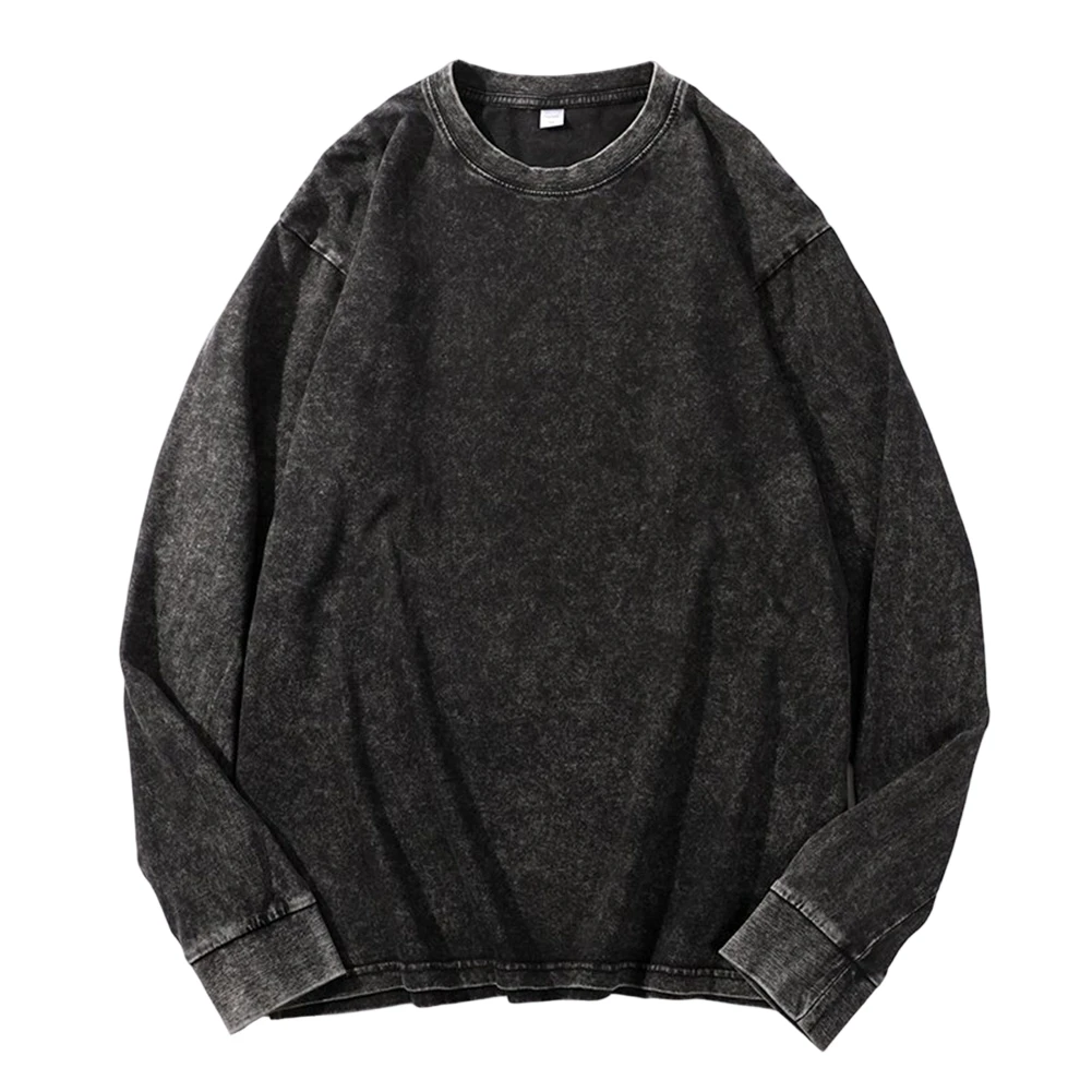 

Мужская унисекс потертая хлопковая толстовка с длинным рукавом, свободная футболка, пуловер