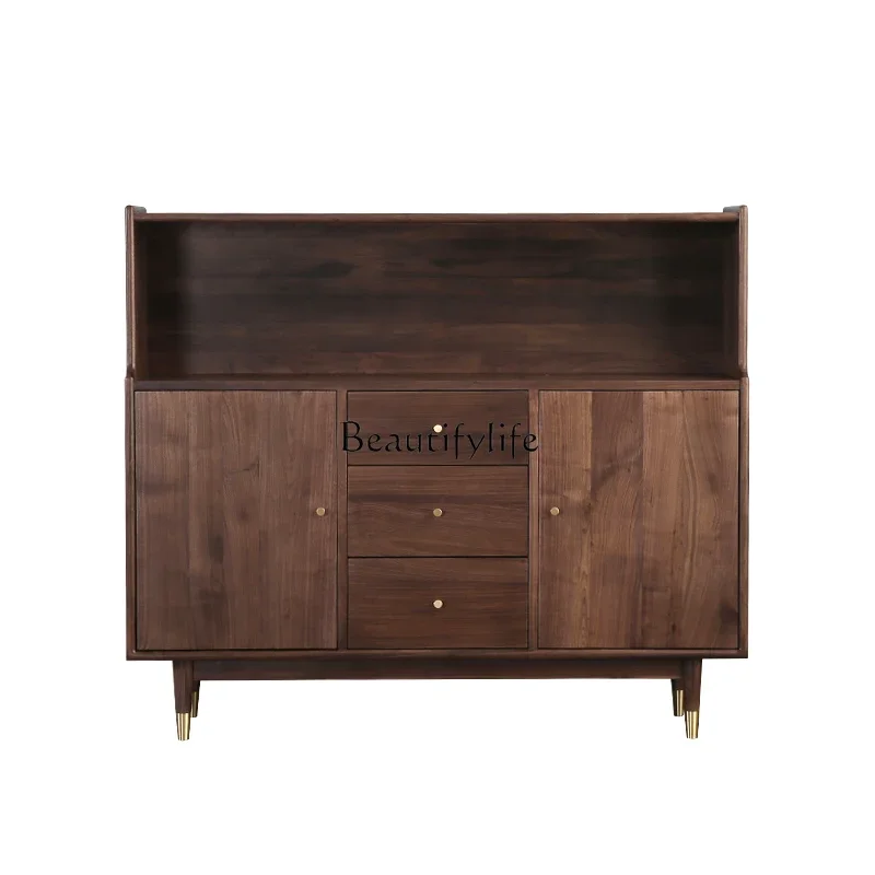 

Z.Modern simple solid wood locker black walnut living room log tea cabinet