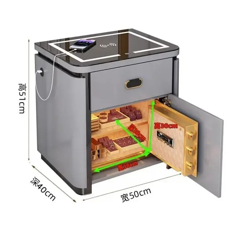 Mit sicherer Nachttisch, multifunktionaler High-End-Massivholzfarbe, neue intelligente integrierte Diebstahlsicherung für zu Hause