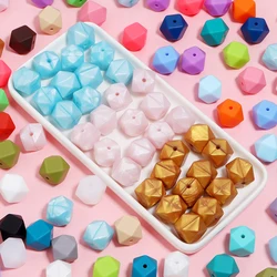10pcs Hexagonal Silicone Octagonal Bead 19X14mm Colorful Loose Beads for DIY Handmade Jewelry Making Bracelet Necklace Supplies