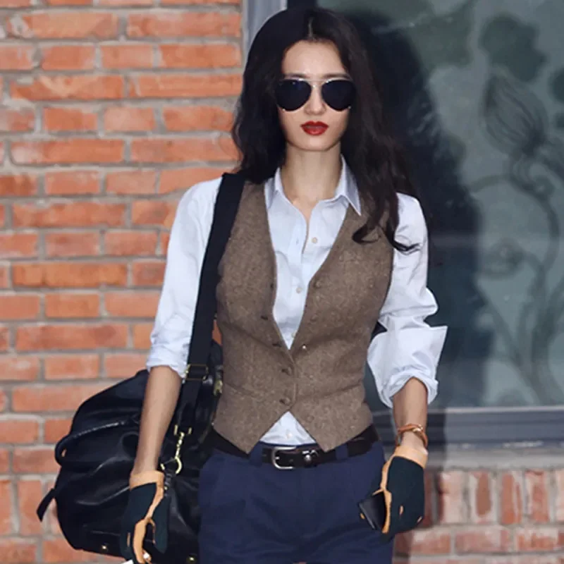 Korean Ladies Fashion Solid Color Vest Coat Summer Women V-neck Suit Sleeveless Outwear Spring Female Cardigan Waistcoat