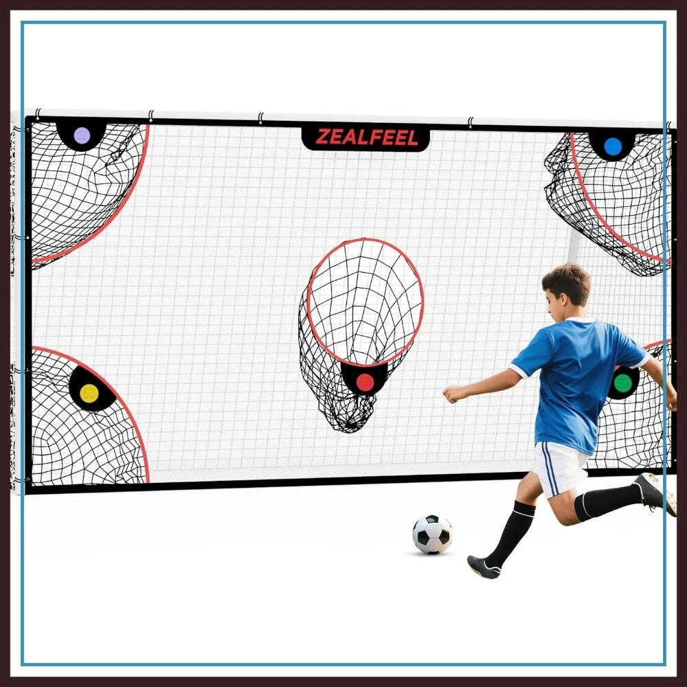 

Soccer Target Net 12x6ft with 5 Scoring Zones, Portable Training Goal for Shooting Practice