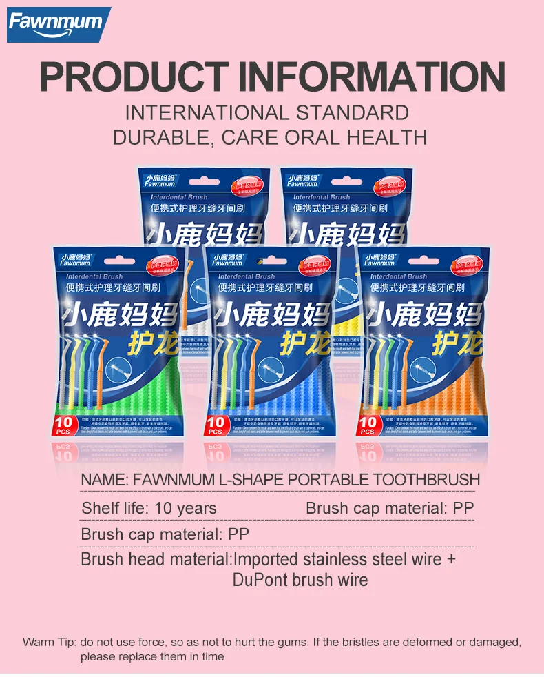 10 PCS L-Shape Interdental Brush Wire Orthodontic Interdental Brush Orthodontic Toothbrush Soft Bristle Oral Care