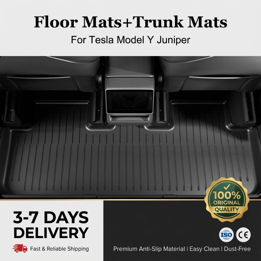 

Напольные вкладыши YOHON для Tesla Model Y Juniper, коврик в багажник, багажник, всепогодные водонепроницаемые аксессуары для новой модели Y 2025 2026