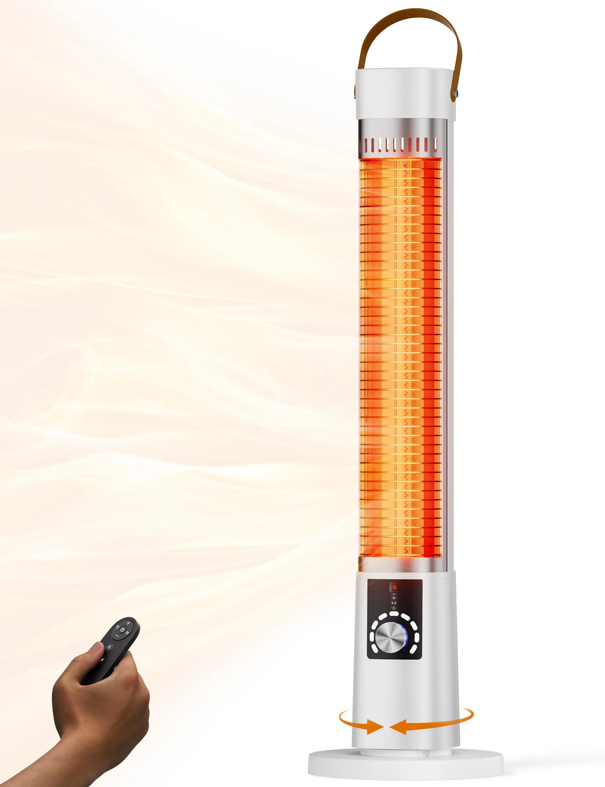 Patio Heater for Outdoor Use, Infrared Electric Outdoor Heater, 1500W Instant Heating, 60-Degree Oscillation, 9 Heat