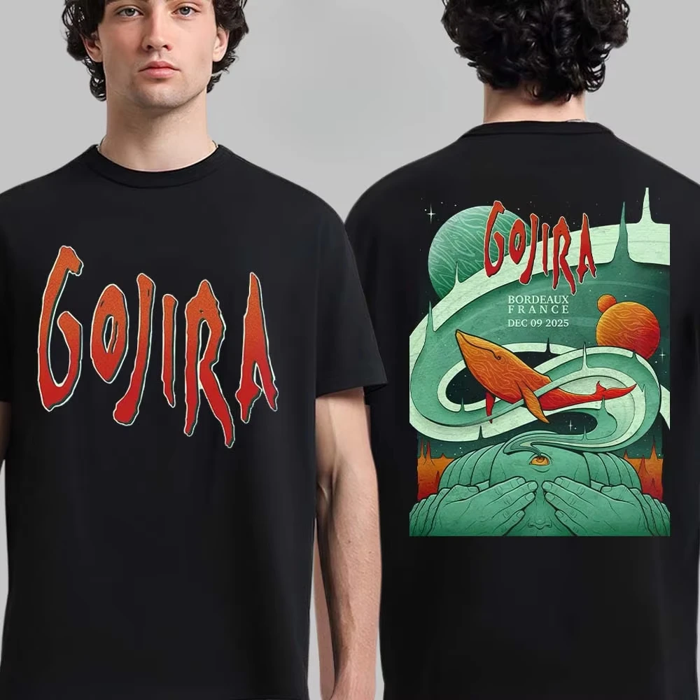 Gojira Bordeaux 2025 Exclusive Show Graphic Tee Featuring Space Whale Artwork Progressive Metal Streetwear Casual Unisex Top