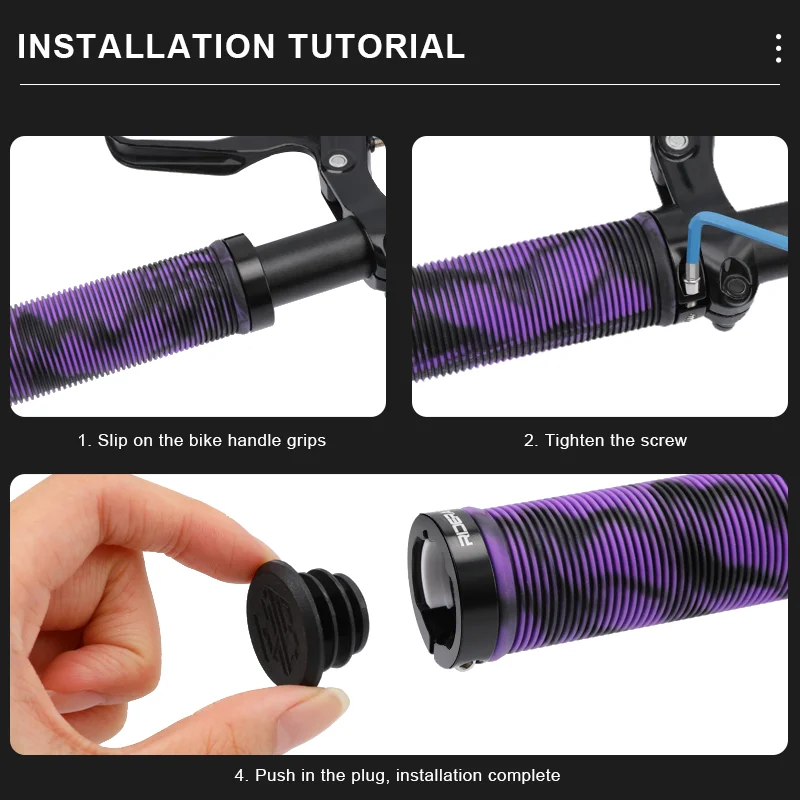 RIDERACE Mountainbike-Lenkergriffe, ergonomische MTB-Fahrradlenkerabdeckung, stoßdämpfende, rutschfeste Fahrradgriffe, lila. – Detail 11