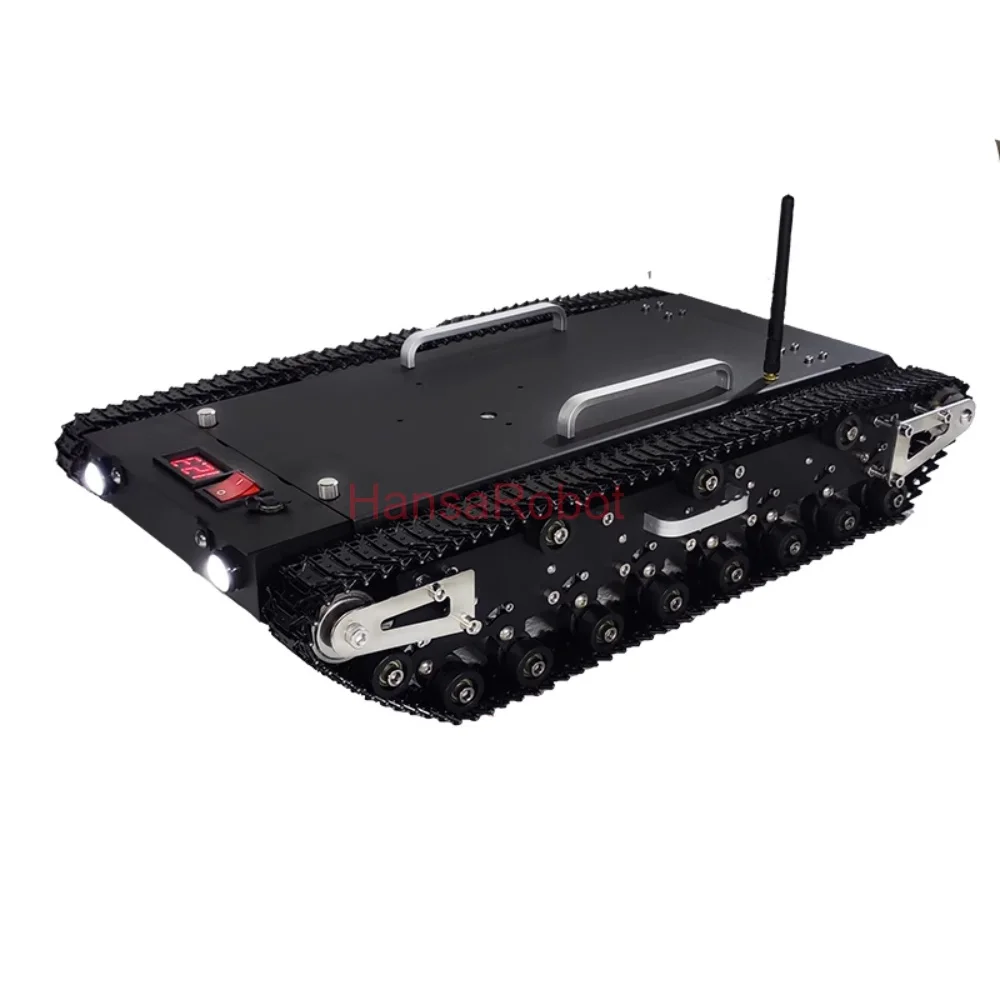 30KG Load 2WD Stainless Steel Tank Chassis Tracked Robot Off Road Obstacle Crossing RC Smart Car with High Power DC Motor ROS