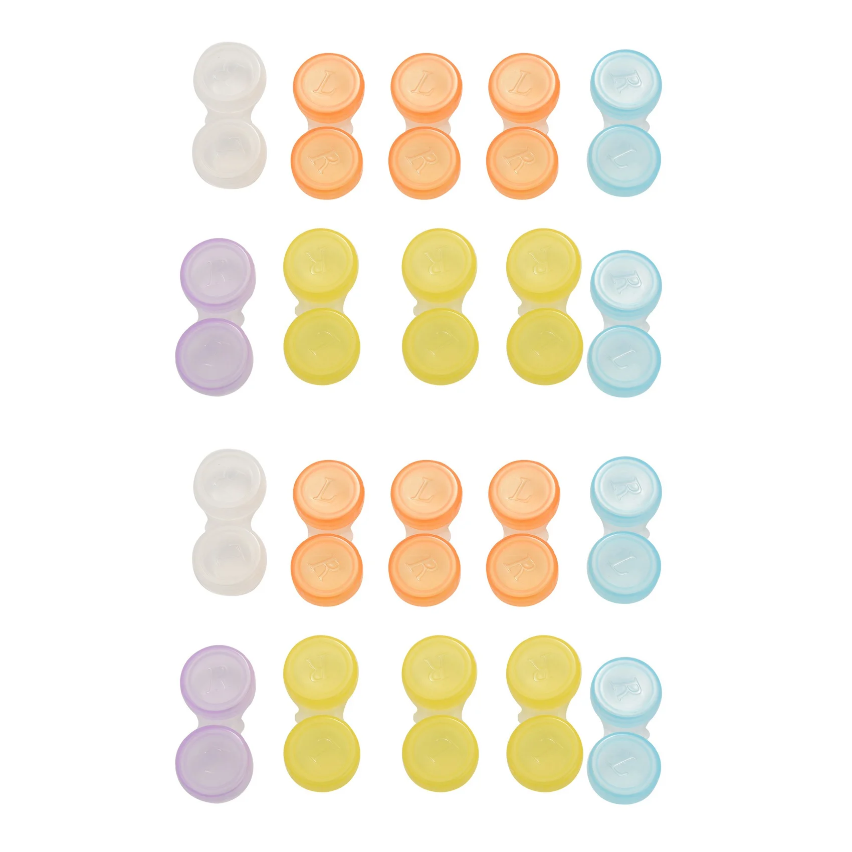 A93G 20 X Contact Lens Cases - Colour Coded L And R Soaking Storage Cases, Random Color (Multicolor)