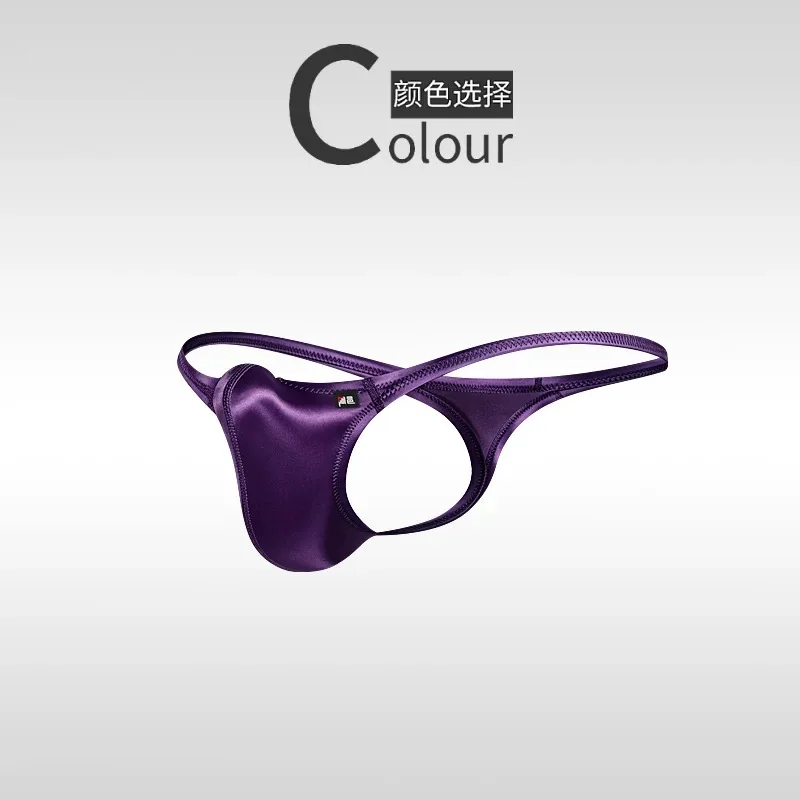 Men's Thong Underwear Ice Silk Ultra-thin Transparent Sheer Nylon Elastic Brief Party Thongs