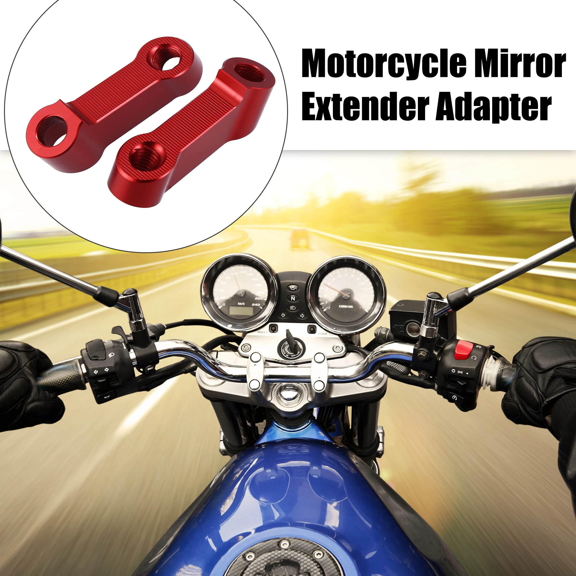 Motoforti 1 Pair Motorcycle 10mm 8mm Mirror Handlebar Mount Riser Extender Adapter Rearview Stem Mirror Adapter for Honda