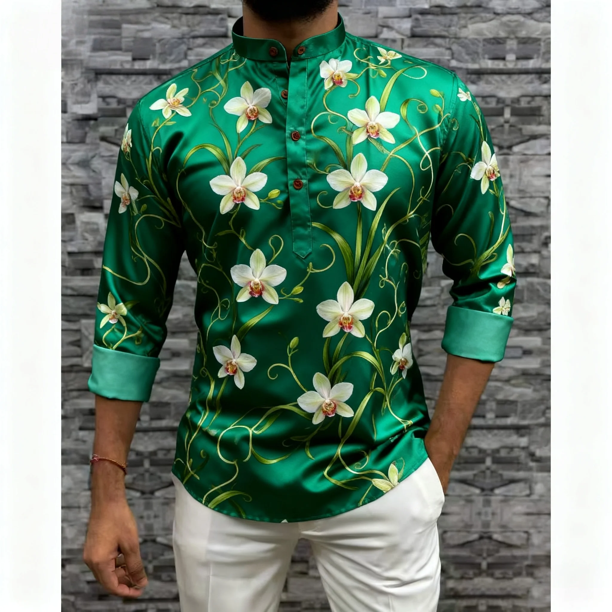 2026 قمصان الرجال المسلمين الصلاة الملابس الفاخرة النمط الأفريقي البرنز فستان مُزين بطباعة الرجال ازياء العربية Ropa Musulmana Hombre