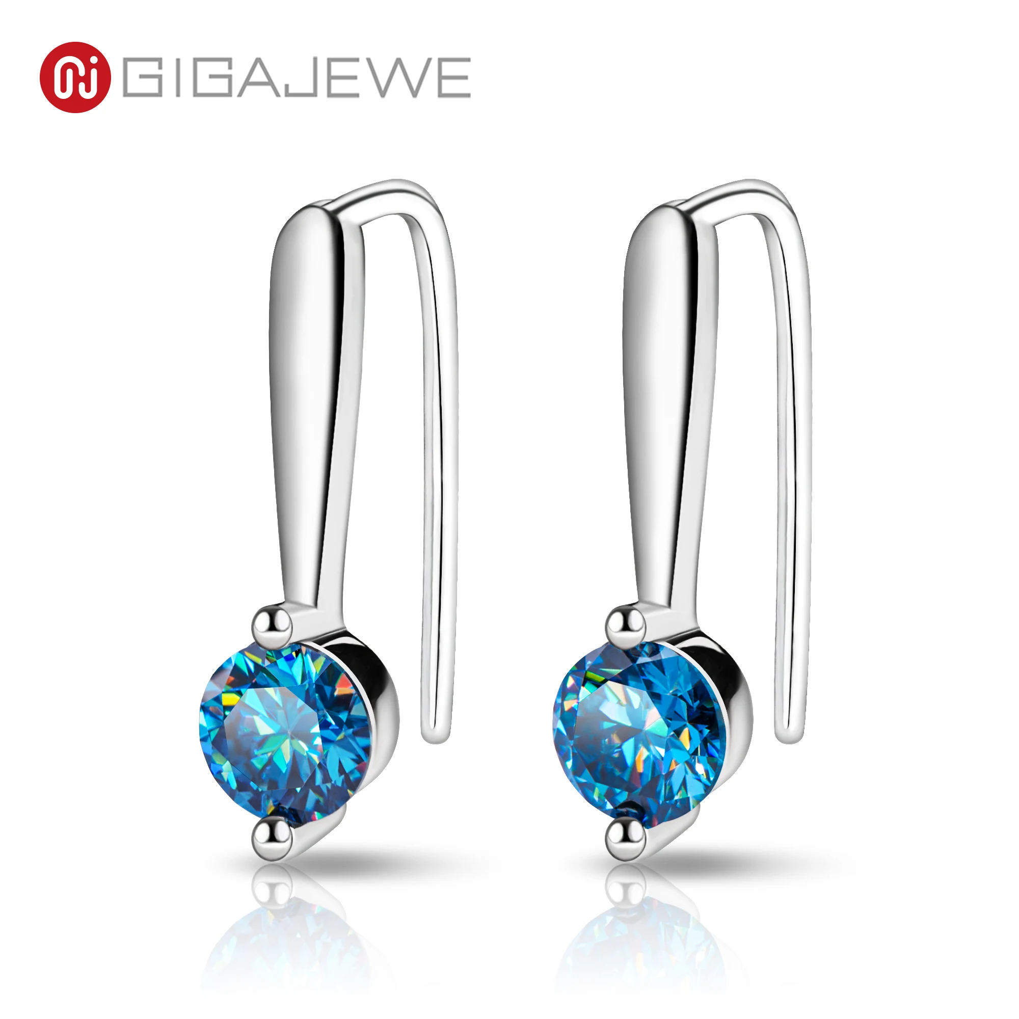 GIGAJEWE Moissanite D Nova różowy/niebieski kolor VVS1 1/0.6ct 925 srebrny kolczyk w kształcie kropli 18K pozłacany diament Test przeszedł biżuteria