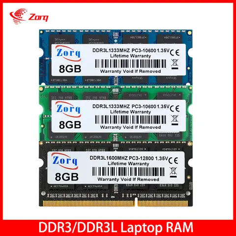 DDR3 DDR3L 4GB 8GB Laptop Memories Ram PC3L 1.35V 1066 1333 1600Mhz PC3 1.5V 8500 10600 12800 204Pin SODIMM Notebook Memory Ram