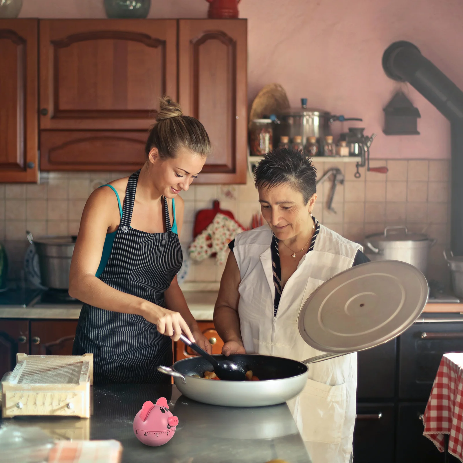 

Kitchen Pink Pig Cartoon Countdown Timer For Cooking Baking Exercise Time Control Household Reminder Creative Mechanical Timer