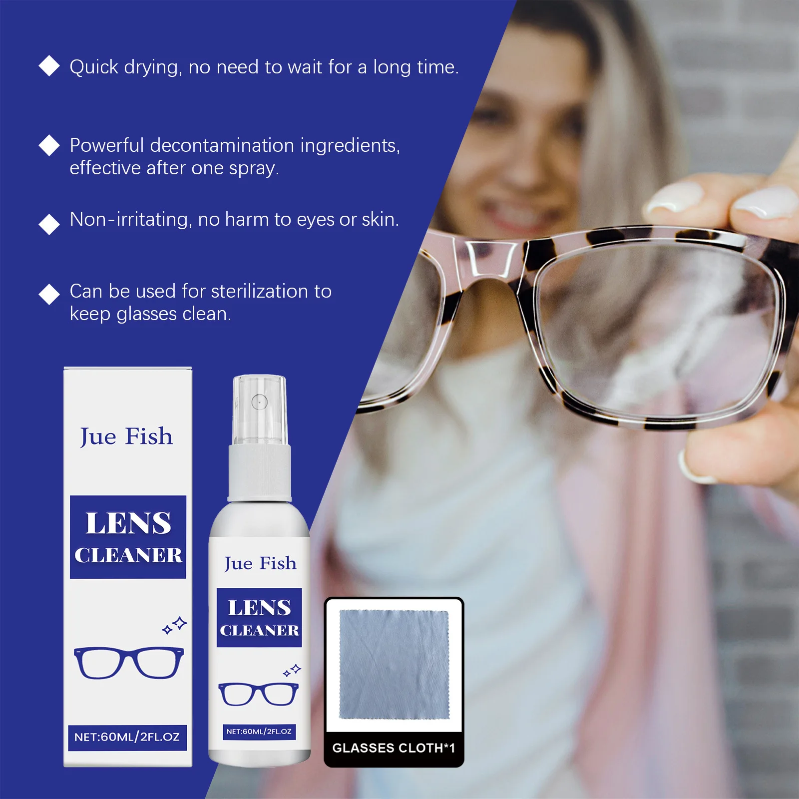 Eyeglass Cleaning Fluid Anti Fog Glasses Cleaner Spray - Removes Scratches & Fingerprints Dust Cleaner for Sunglasses Lens