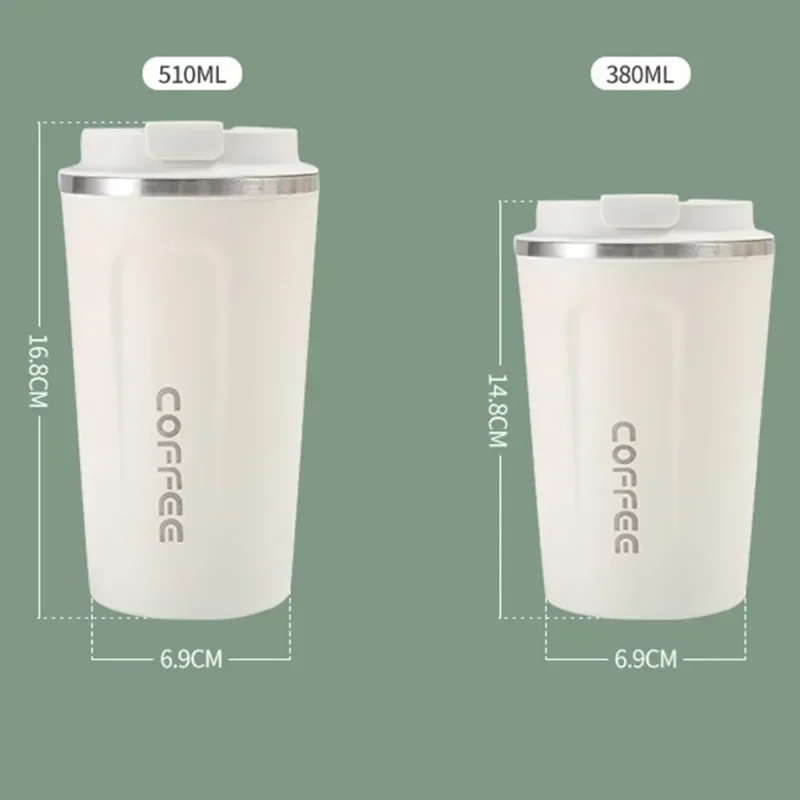 Portable 304 Stainless Steel Coffee Cup 380ml/510ml Vacuum Double-layer Insulated Cup Sealed Leak-proof Mug Outdoor Coffee Cup