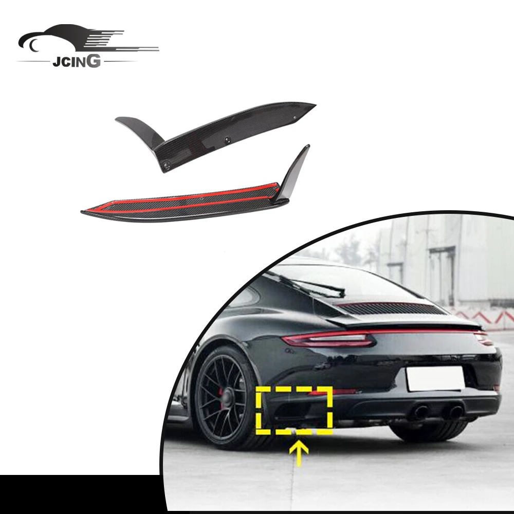 

Carbon Fiber 991 Rear Bumper Splitter Canards For Porsche 911 991 Carrera 4 GTS 2017 - 2019
