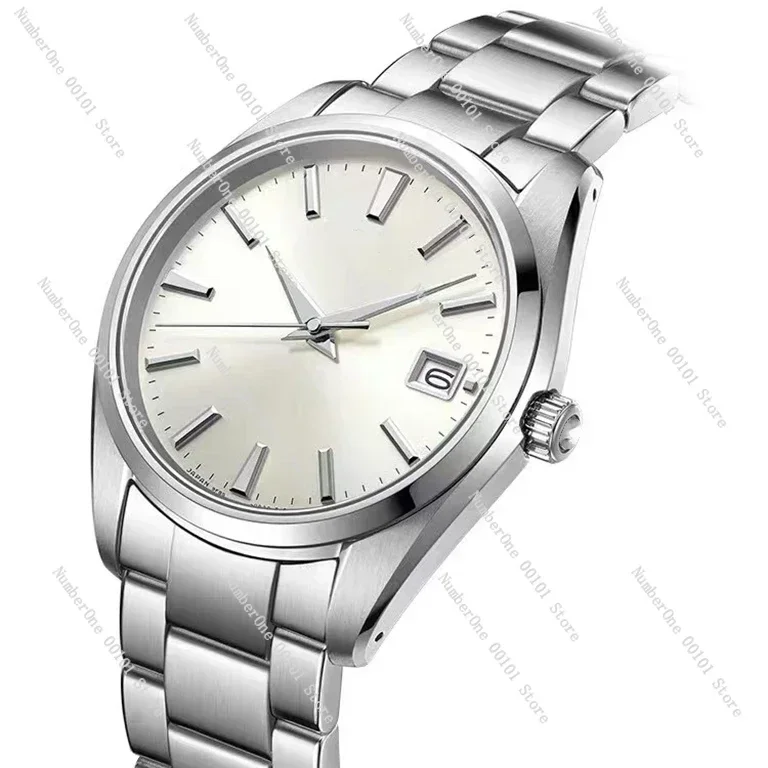 Customized Quartz Sapphire Five-Sided Grinding Pointer Calendar Steel Band Round Copy SBGP009