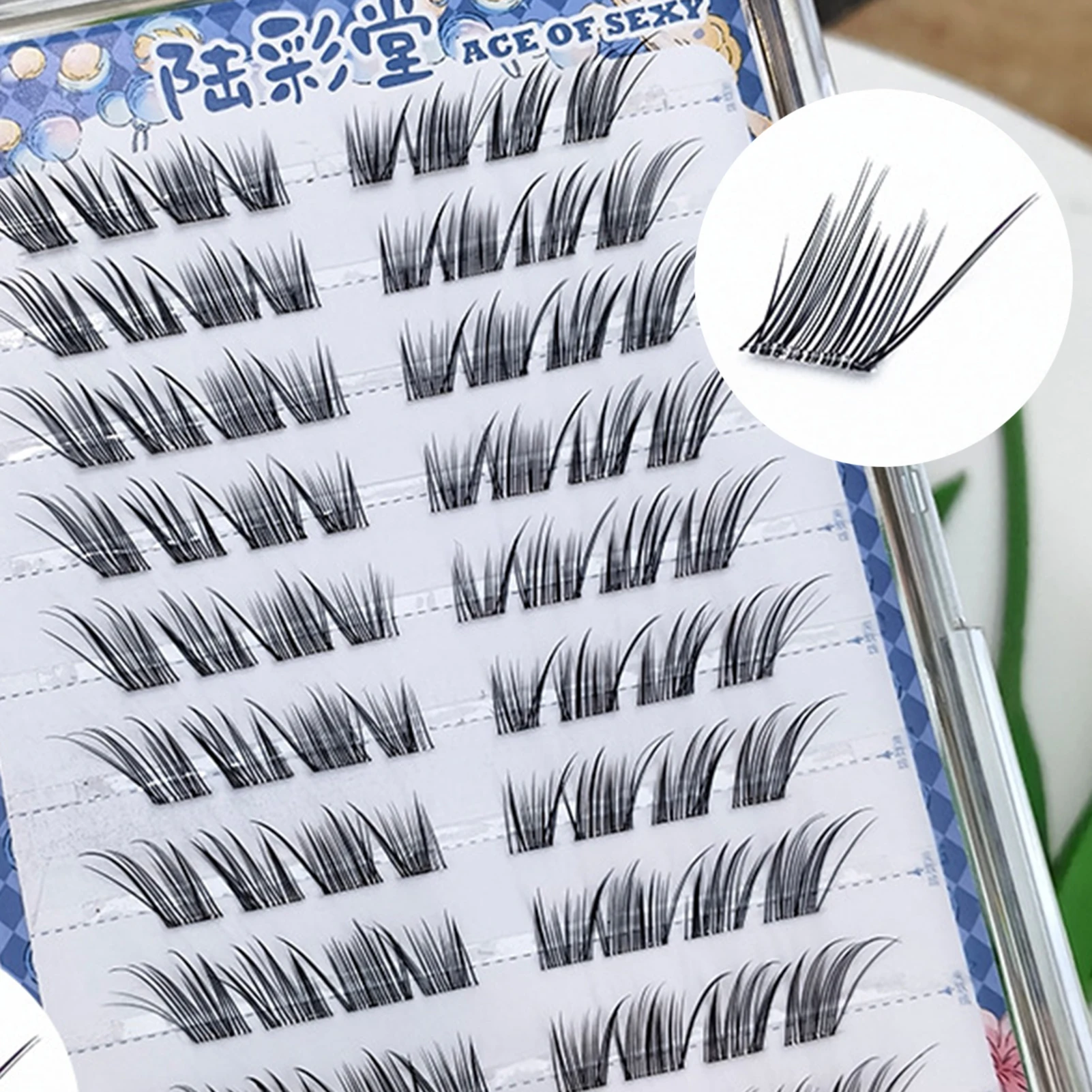 لا الغراء الثعلب العين الرموش الصناعية 8-14 مللي متر مختلط طول الرموش الفردية العنقودية ذاتية اللصق الطبيعية لاش تمديد