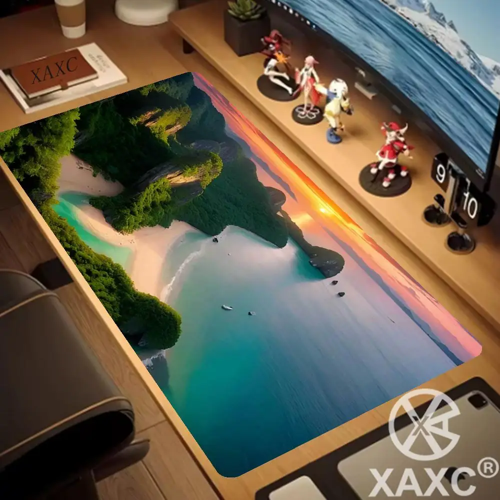 HD Print Rubber Mouse Pad landscape mountain sunset cartoon Mouse Pad XXL Extended XAXCPc Computer Non-slip Carpet