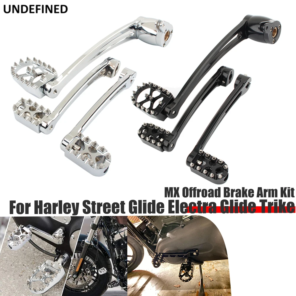 MX Offroad Brake Arm Kit Shift Lever Shifter Pegs For Harley Touring Road King Street Glide Electra Glide Trike 2008-2013 Black