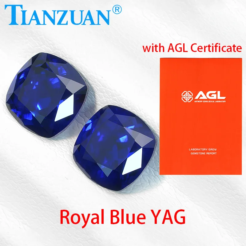 

Lab Grown Royal Blue YAG Cushion Shape Synthetic Yttrium Aluminum Garnet Loose Gemstones Stone with AGL certificate