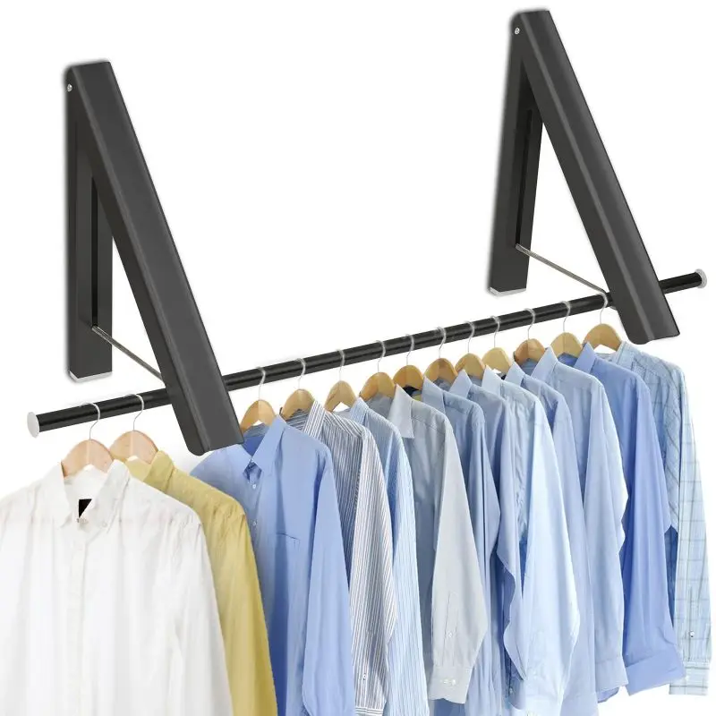 Estante de secado de ropa montado en la pared, colgador de ropa plegable de aluminio, ahorro de espacio