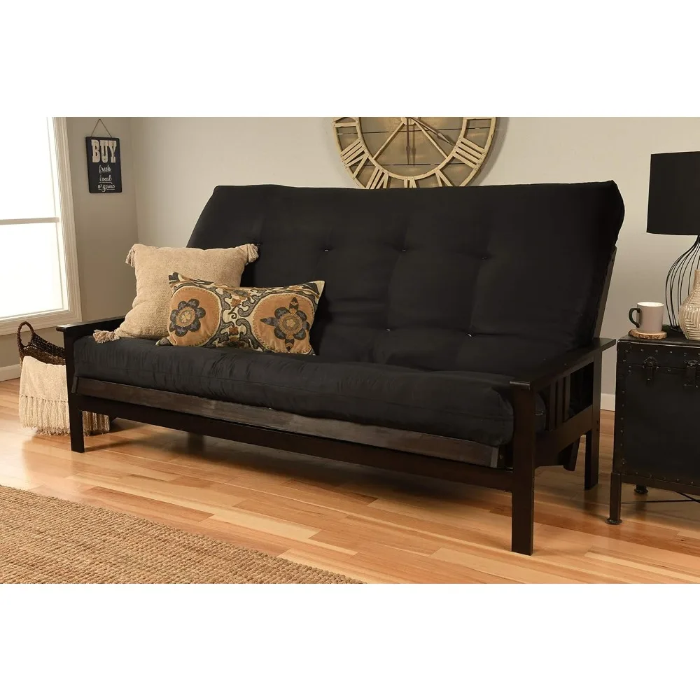 

Monterey Queen Futon Set in Espresso Finish, Suede Black Furniture Frames