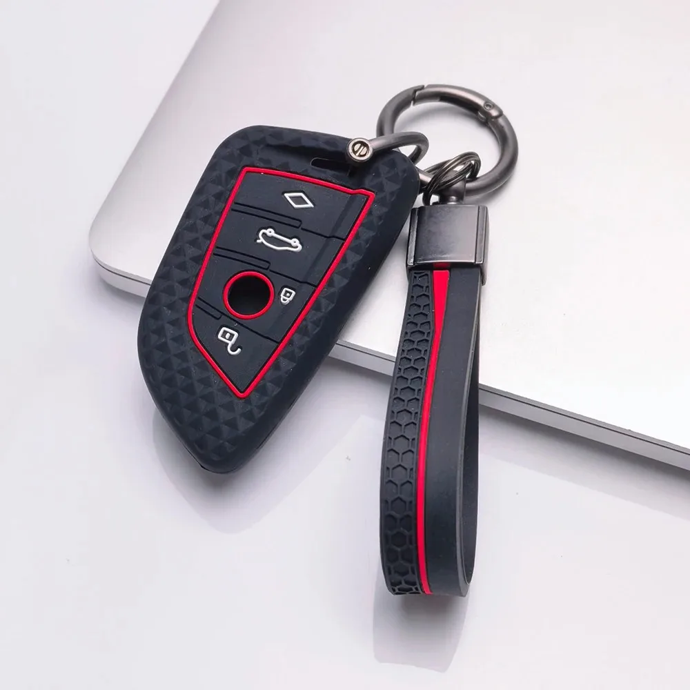 4 Buttons Silicone Car Remote Key Case Cover Shell Fob for BMW X1 X3 X5 X6 X7 1 3 5 6 7 Series G20 G30 G11 F15 F16 G01 G02 F48