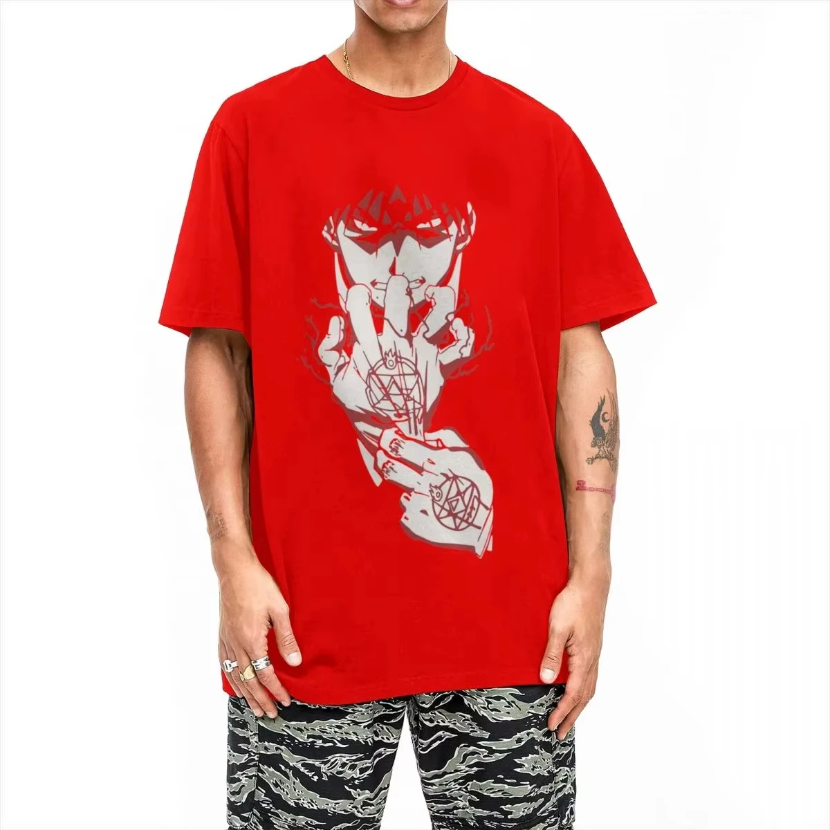 Camisetas anime fullmetal alchemist roupas de algodão puro manga curta camiseta o pescoço tshirt plus size topos camisetas