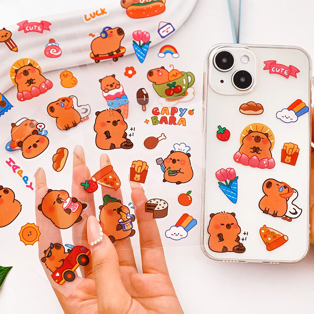 

10pcs Cute Capybara Stickers Journaling Cartoon Animal Decals Kids Girls School Supplies Scrapbook Planner Pet Sticker Sheets