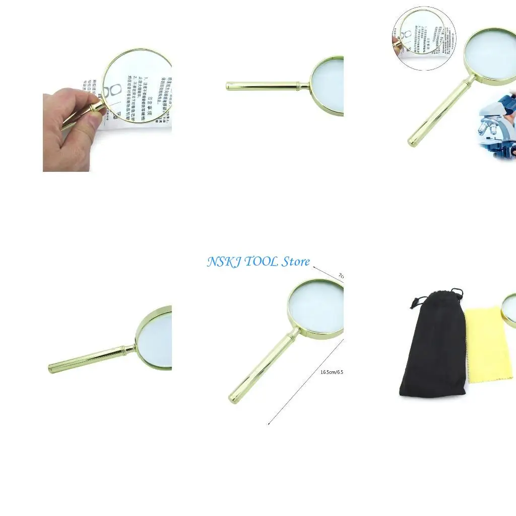 

L8RC Large Glass 30X Handheld Reading Magnifier for Seniors & Kid,65mm 2.5'' Real Glass Lens