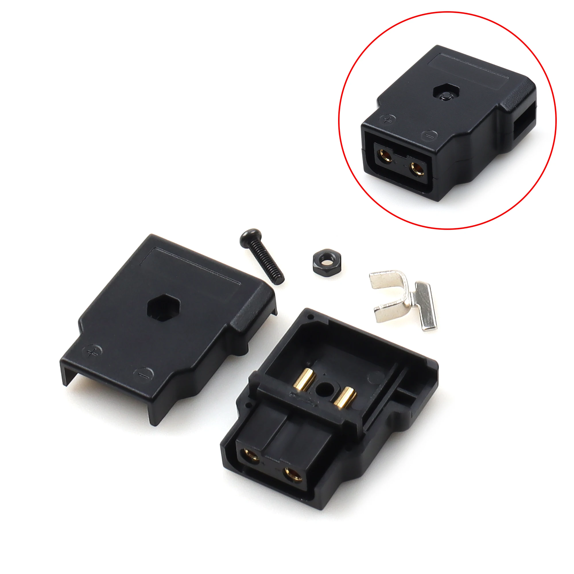 【LANO】Female D-tap Plug 2 Pin Connector Ptap Rewirable DIY Socket for Anton Bauer V Mount Plate Battery DSLR Power Supply
