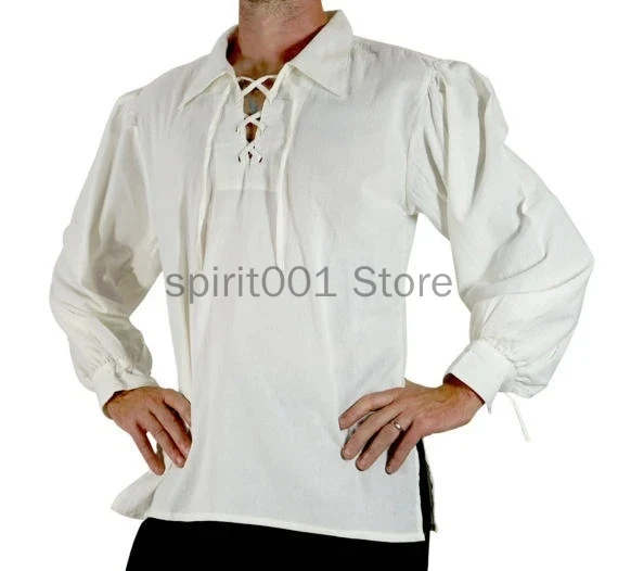 Adulto homem medieval renascentista noivos pirata túnica cosplay topo larp traje camisa vintage meia idade halloween cosplay topo
