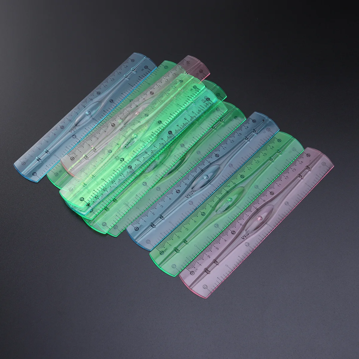 12 Pcs Colorful Rulers Practical Students Transparent Precision Office Measuring