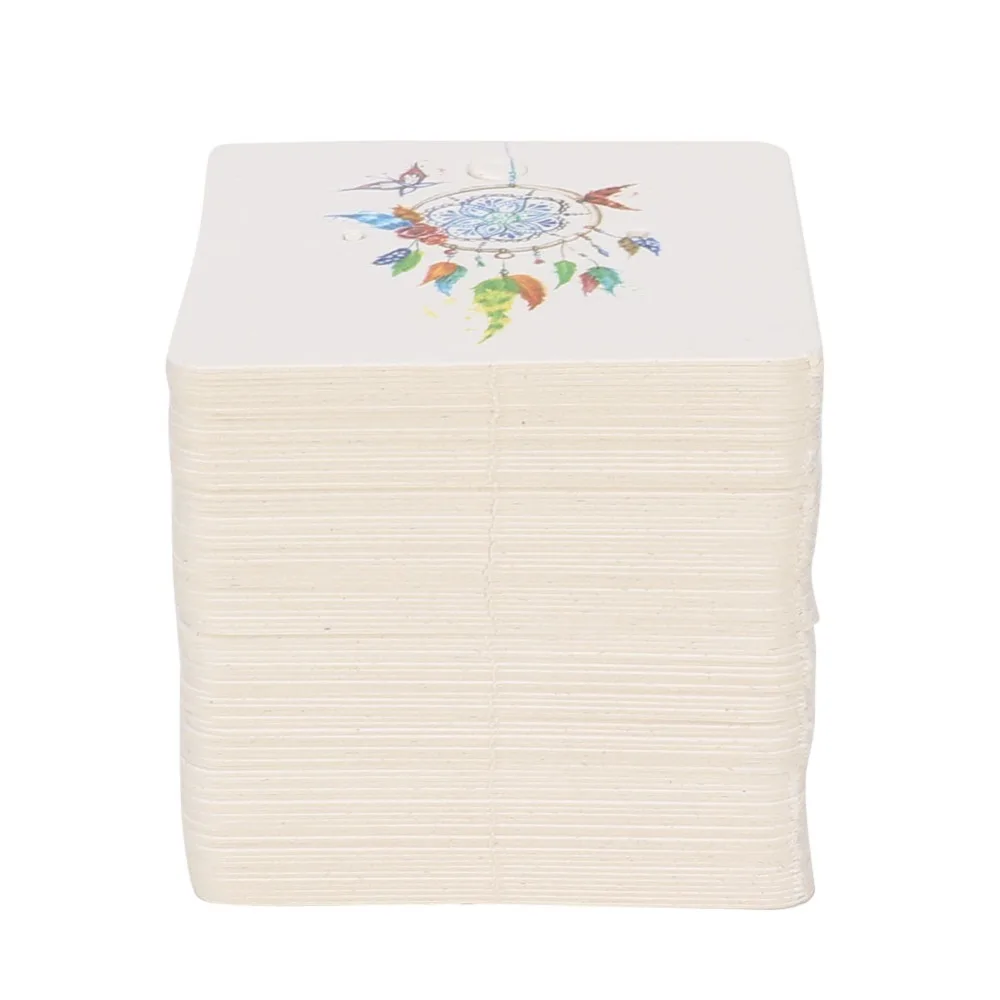 100Pcs Paper White Square Earring Display Cards 5*5cm White background card Handmade Jewelry Packaging Cardstock