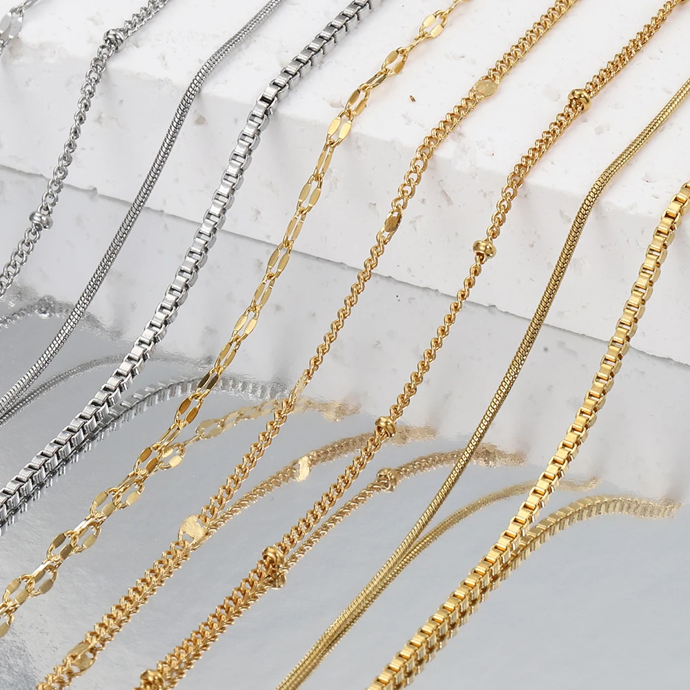 5 Stück 45cm+5cm Kette mit Karabinerverschlüssen, Edelstahl-Perlenkette, Halsketten-Basisketten für DIY-Schmuckherstellung, kein Verblassen – Detail 9