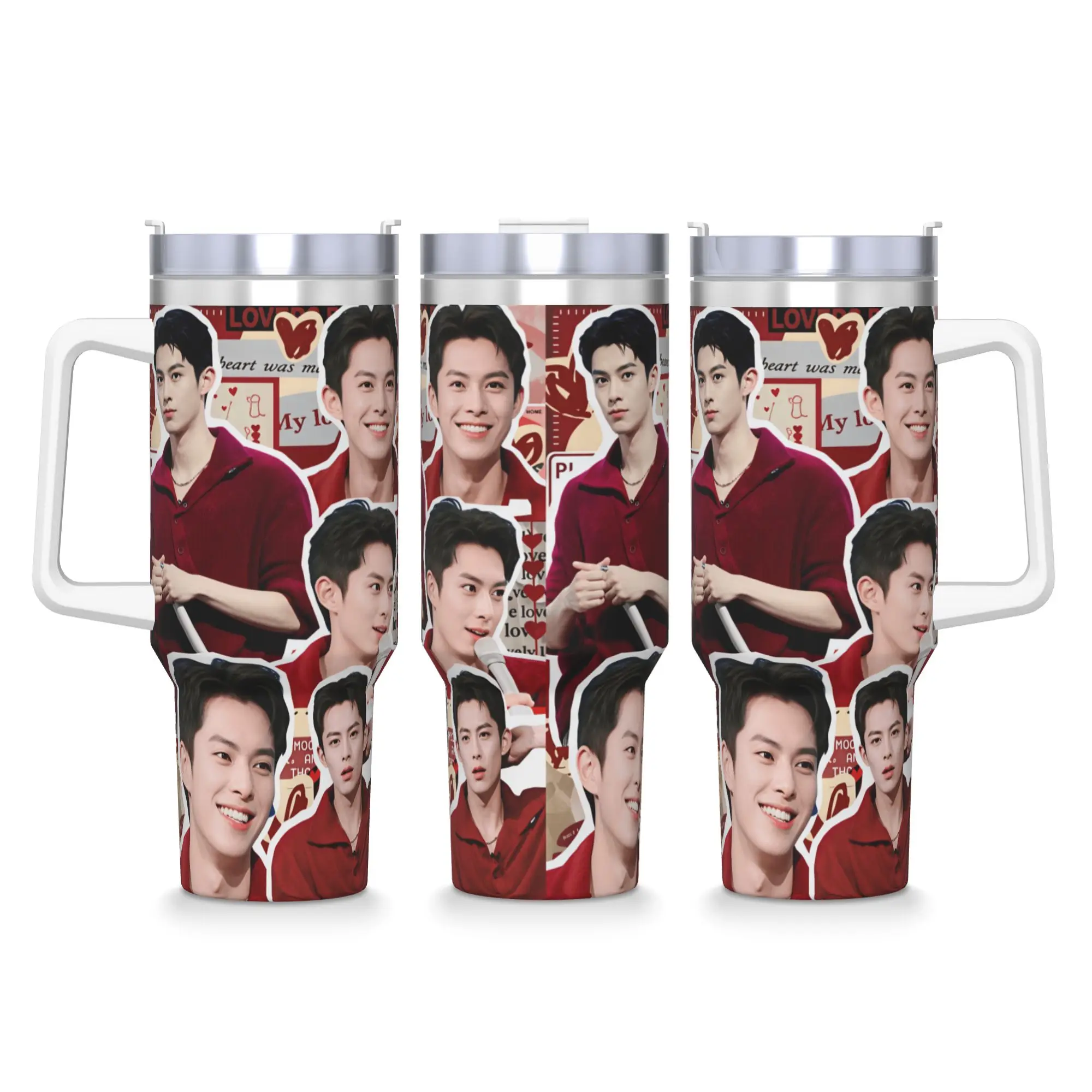 Wang Hedi Dylan Wang Actor Stainless Steel Tumbler  Beach Coffee Mug With Straws and Lid Large Car Mugs Cold Drink Water Bottle