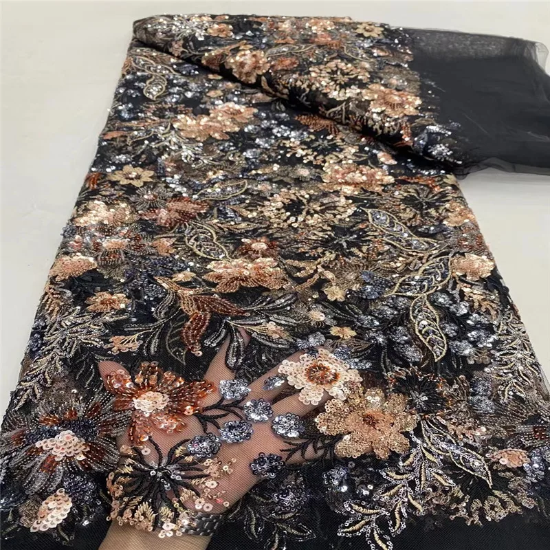 CX wedding evening dress fabric Ins same new lace gradual change beads embroidered mesh cloth