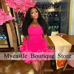 Stretchy Ruffles Trimmed Women Mini Maxi Cocktail Dress Birthday Holiday Party Sexy Sheath Female Short Prom Dress Customized