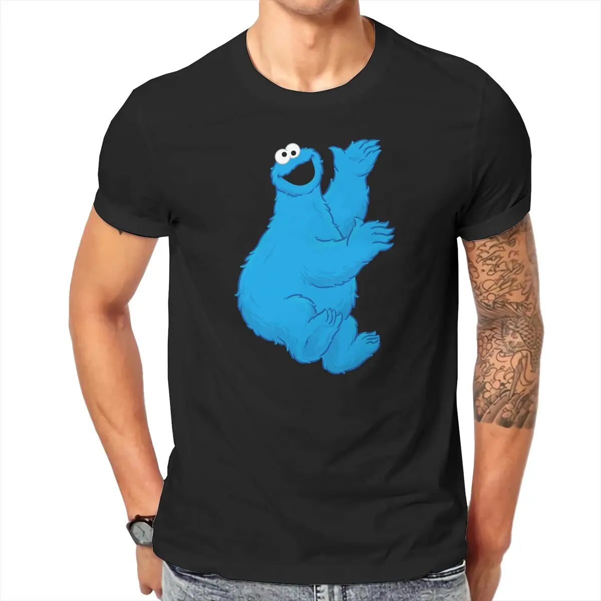 Men Sesame Streets T-Shirt Cool Style Cookie Monster Hipster Ofertas O Neck Graphic Tshirt