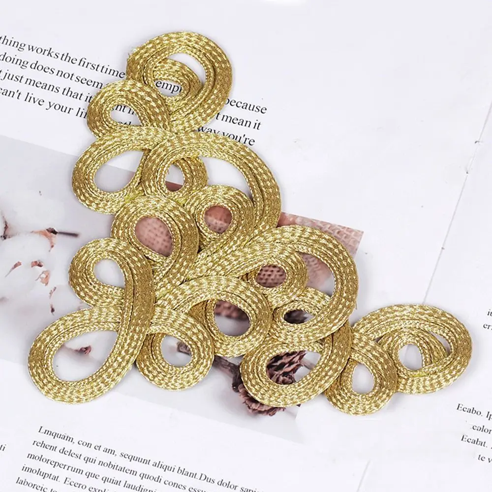 Golden Chinese Frog Buttons Flower Fastener Knot Style Chinese Knot Buttons DIY Sewing Handmade Gold Lace Trim Clasps DIY Craft