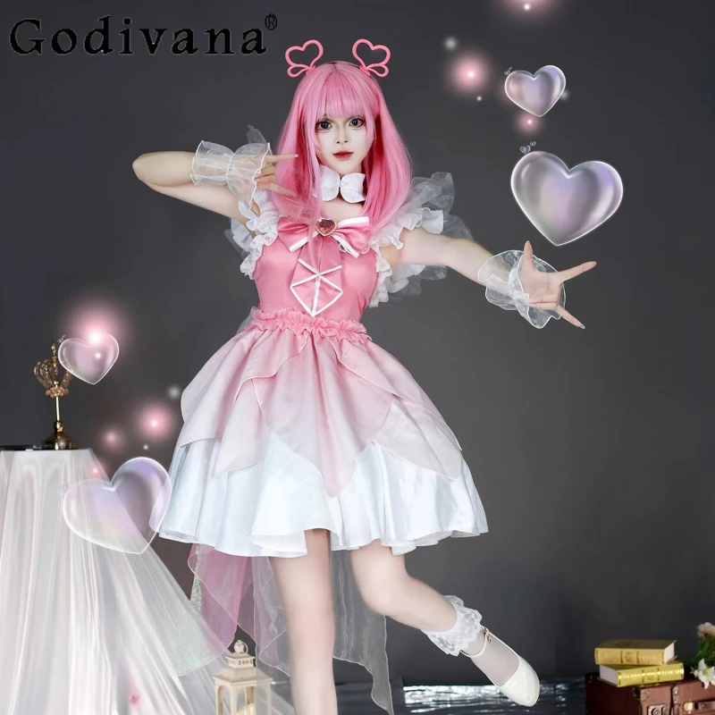 코스프레 의상 애니메이션 코스프레 드레스 여성 백 보우 할로윈 카니발 파티 드레스 여성 여름 유니폼 드레스