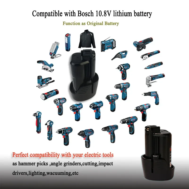 10.8V 3000/4000/5000mAh Li-ion Battery For Bosch TSR1080 GSR10.8-2 GSA10.8V Power Tool Battery